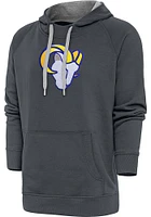 Antigua Los Angeles Rams Mens Charcoal Chenille Logo Victory Long Sleeve Hoodie