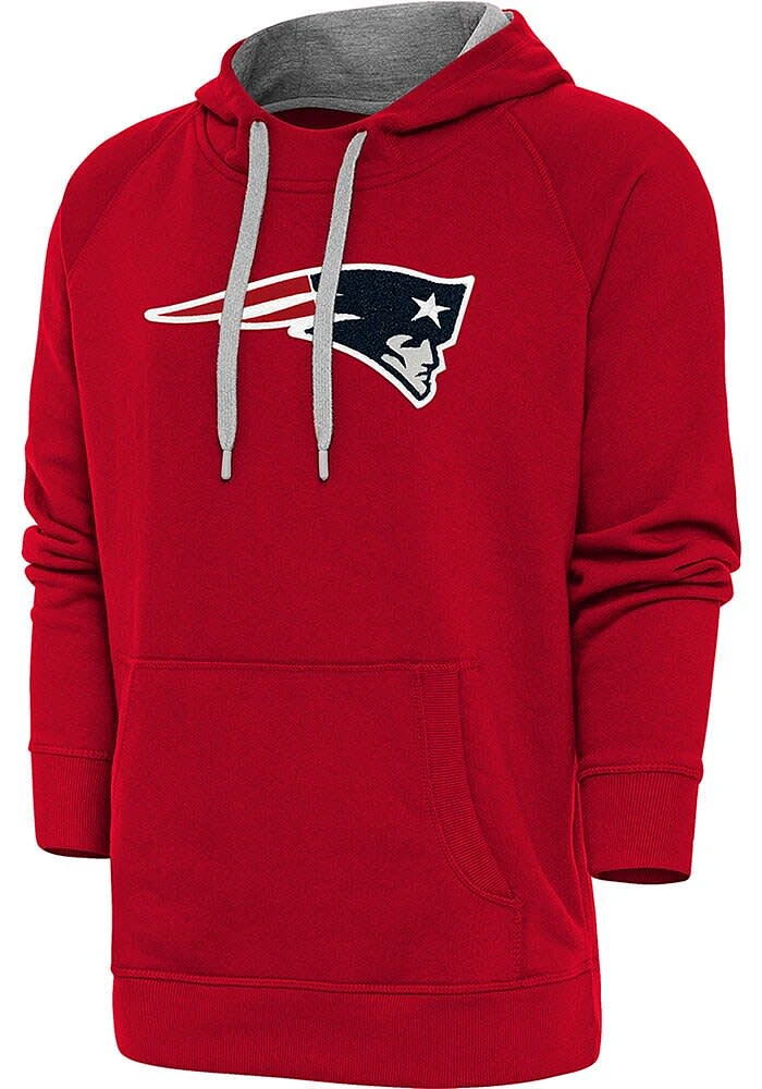 Antigua New England Patriots Mens Full Front Chenille Victory Long Sleeve Hoodie