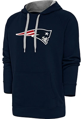 Antigua New England Patriots Mens Navy Blue Full Front Chenille Victory Long Sleeve Hoodie
