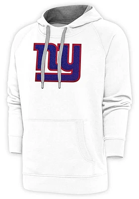 Antigua New York Giants Mens White Chenille Logo Victory Long Sleeve Hoodie