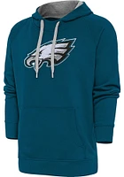 Antigua Philadelphia Eagles Mens Teal Full Front Chenille Victory Long Sleeve Hoodie