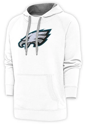 Antigua Philadelphia Eagles Mens White Full Front Chenille Victory Long Sleeve Hoodie