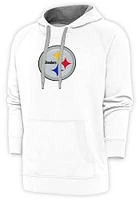 Antigua Pittsburgh Steelers Mens White Full Front Chenille Victory Long Sleeve Hoodie