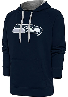 Antigua Seattle Seahawks Mens Navy Blue Full Front Chenille Victory Long Sleeve Hoodie