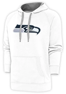 Antigua Seattle Seahawks Mens White Full Front Chenille Victory Long Sleeve Hoodie