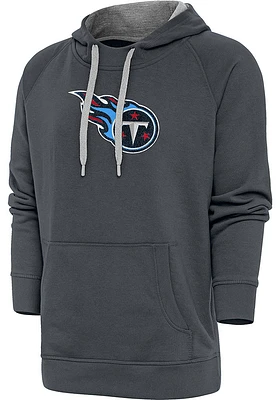Antigua Tennessee Titans Mens Charcoal Chenille Logo Victory Long Sleeve Hoodie