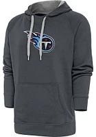 Antigua Tennessee Titans Mens Charcoal Chenille Logo Victory Long Sleeve Hoodie