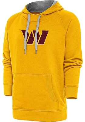 Antigua Washington Commanders Mens Gold Chenille Logo Victory Long Sleeve Hoodie