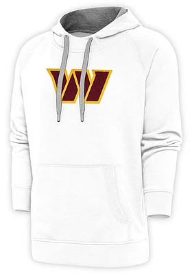 Antigua Washington Commanders Mens White Full Front Chenille Victory Long Sleeve Hoodie