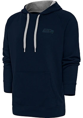 Antigua Seattle Seahawks Mens Navy Blue Tonal Logo Victory Long Sleeve Hoodie