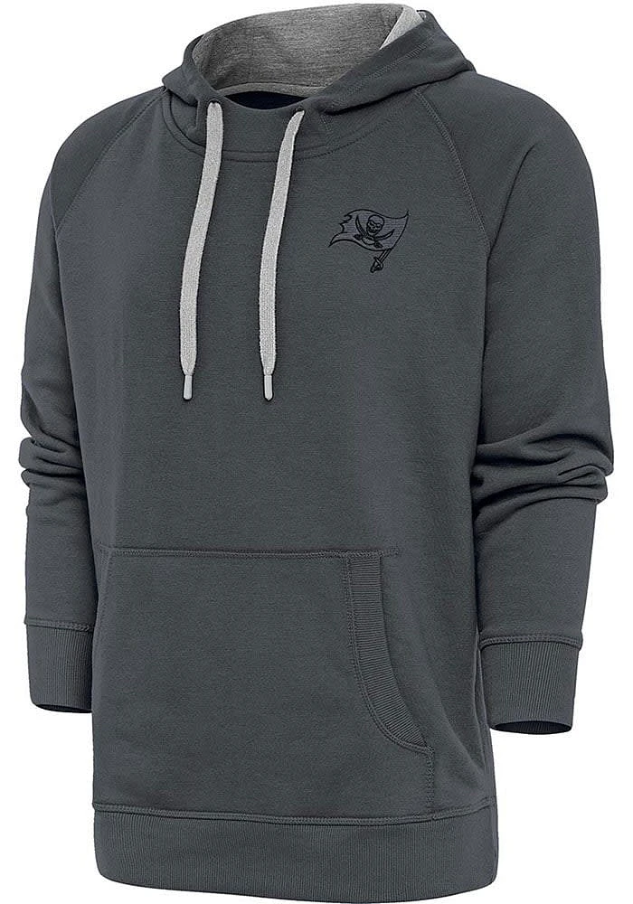 Antigua Tampa Bay Buccaneers Mens Charcoal Tonal Logo Victory Long Sleeve Hoodie