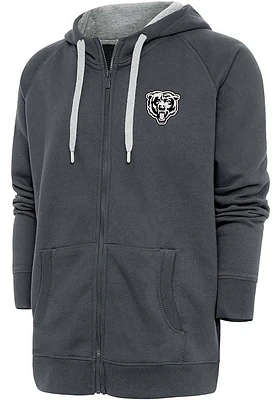 Antigua Chicago Bears Mens Charcoal Victory Full Zip Hood Long Sleeve Jacket