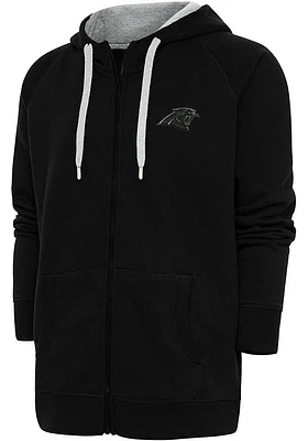 Antigua Carolina Panthers Mens Black Tonal Logo Victory Long Sleeve Full Zip Jacket