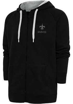 Antigua New Orleans Saints Mens Black Tonal Logo Victory Long Sleeve Full Zip Jacket