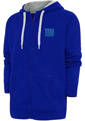 Antigua New York Giants Mens Blue Tonal Logo Victory Long Sleeve Full Zip Jacket