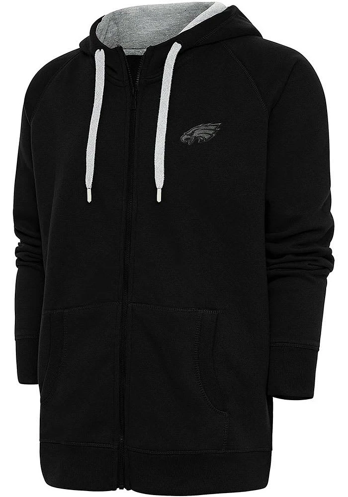 Antigua Philadelphia Eagles Mens Black Tonal Logo Victory Long Sleeve Full Zip Jacket