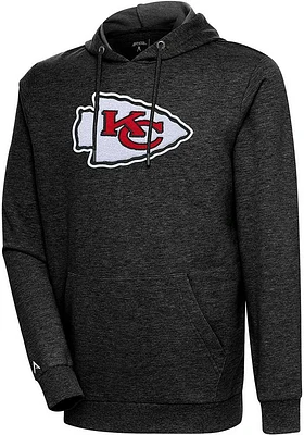 Antigua Kansas City Chiefs Mens Black Chenille Logo Action Long Sleeve Hoodie