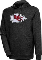 Antigua Kansas City Chiefs Mens Black Chenille Logo Action Long Sleeve Hoodie