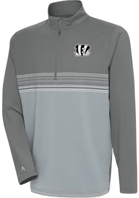 Antigua Cincinnati Bengals Mens Grey Pace QZIP Long Sleeve 1/4 Zip Pullover