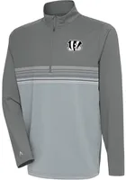 Antigua Cincinnati Bengals Mens Grey Pace QZIP Long Sleeve Qtr Zip Pullover