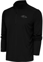 Antigua Baltimore Ravens Mens Black Tonal Logo Tribute Long Sleeve Qtr Zip Pullover