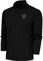 Antigua Las Vegas Raiders Mens Black Tonal Logo Tribute Long Sleeve Qtr Zip Pullover