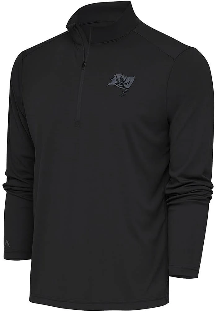 Antigua Tampa Bay Buccaneers Mens Grey Tonal Logo Tribute Long Sleeve Qtr Zip Pullover