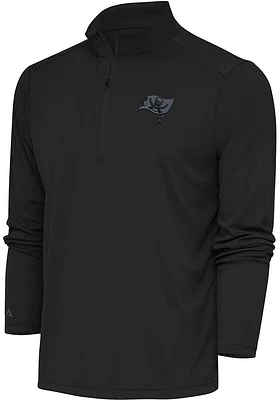Antigua Tampa Bay Buccaneers Mens Grey Tonal Logo Tribute Long Sleeve Qtr Zip Pullover