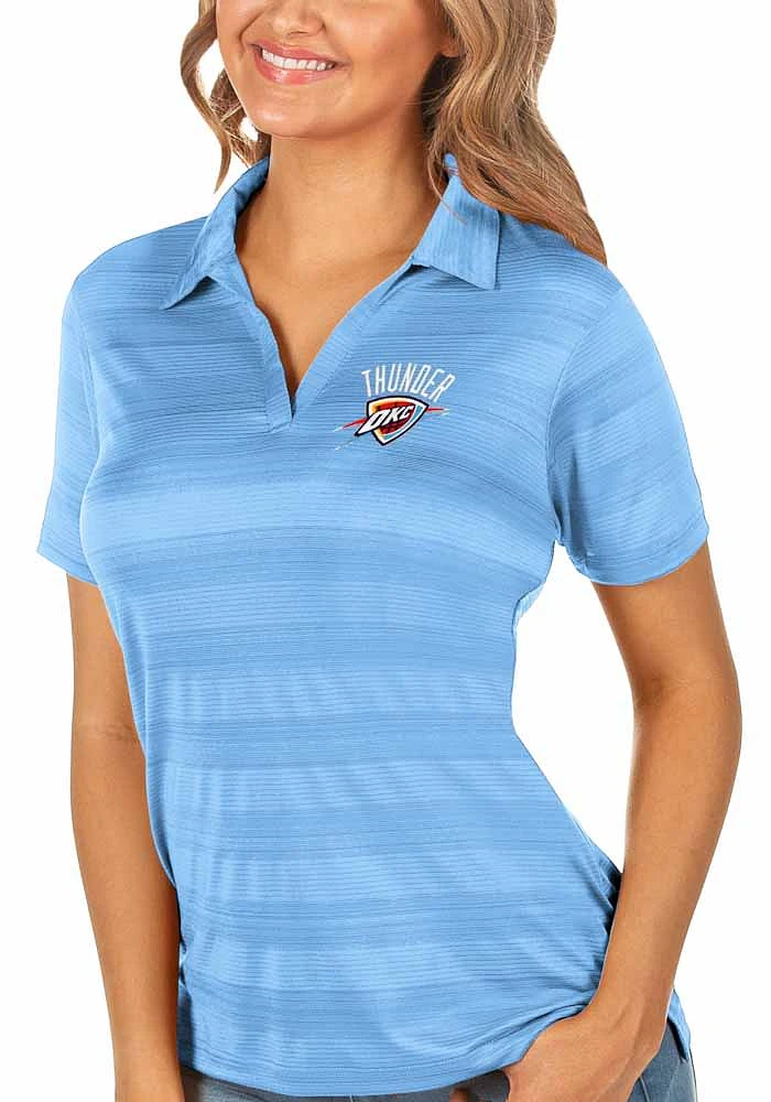 Antigua Oklahoma City Thunder Womens Light Blue Compass Short Sleeve Polo Shirt
