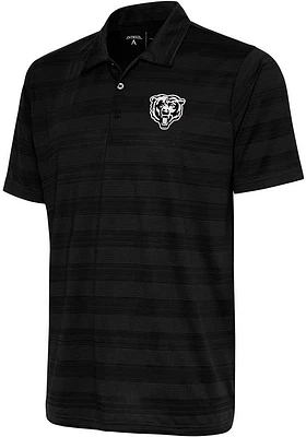 Antigua Chicago Bears Mens Black Compass Tonal Stripe Short Sleeve Polo