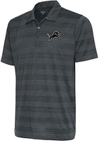 Antigua Detroit Lions Mens Black Compass Tonal Stripe Short Sleeve Polo