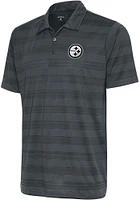 Antigua Pittsburgh Steelers Mens Black Metallic Logo Compass Short Sleeve Polo