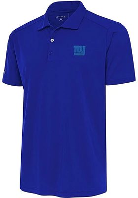 Antigua New York Giants Mens Blue Tonal Logo Tribute Short Sleeve Polo