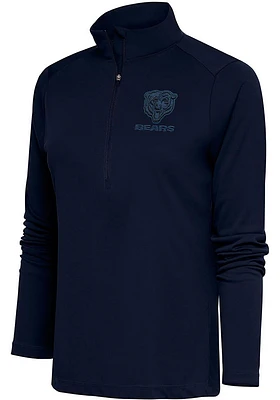 Antigua Chicago Bears Womens Navy Blue Tonal Logo Tribute Qtr Zip Pullover