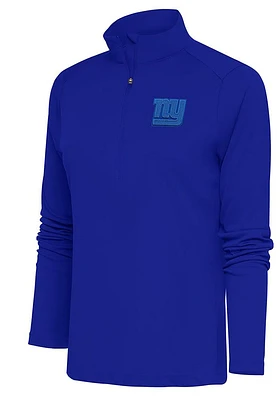 Antigua New York Giants Womens Blue Tonal Logo Tribute Qtr Zip Pullover