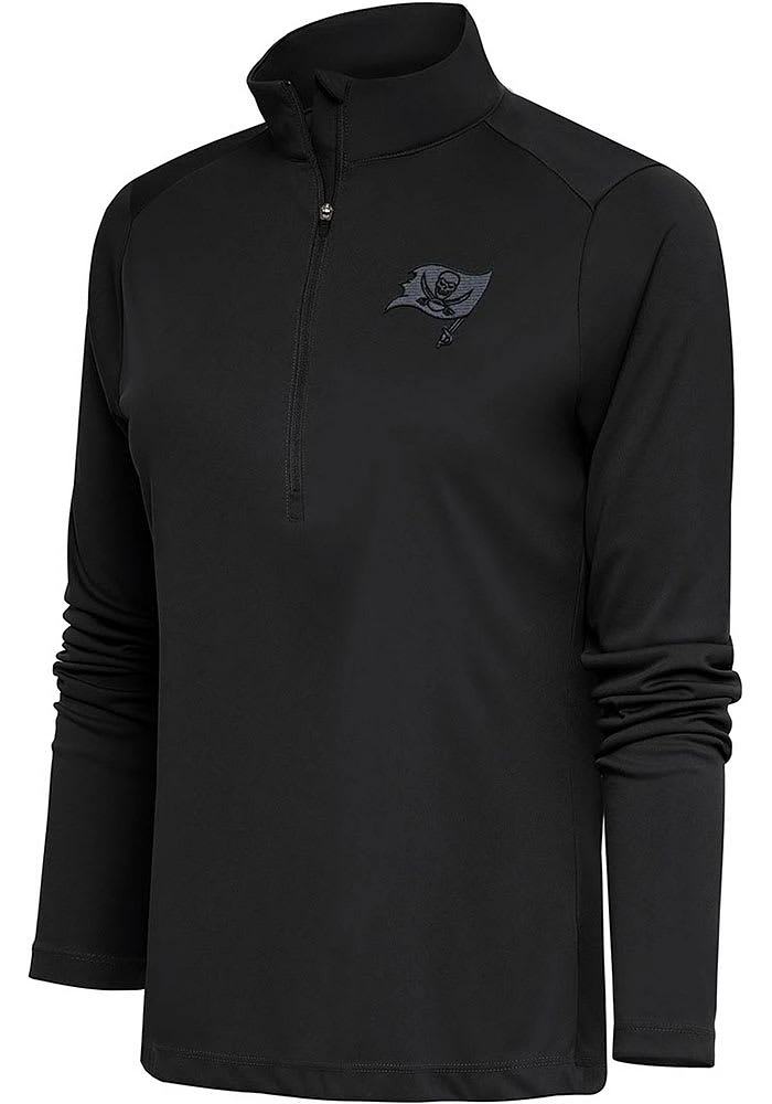 Antigua Tampa Bay Buccaneers Womens Grey Tonal Logo Tribute Qtr Zip Pullover