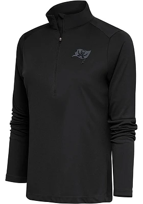 Antigua Tampa Bay Buccaneers Womens Grey Tonal Logo Tribute Qtr Zip Pullover