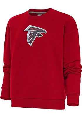 Antigua Atlanta Falcons Womens Red Full Front Chenille Victory Crew Sweatshirt