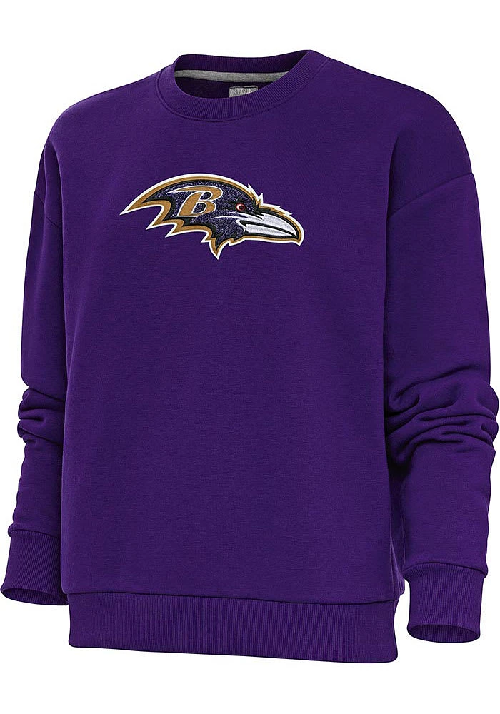 Antigua Baltimore Ravens Womens Full Front Chenille Victory Crew Sweatshirt