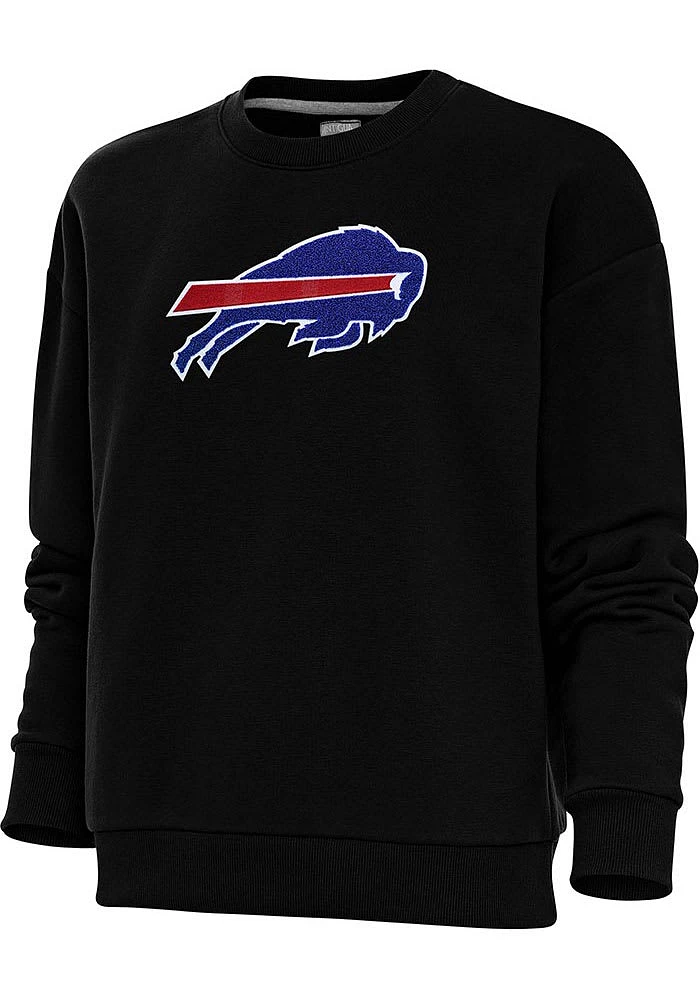 Antigua Buffalo Bills Womens Black Chenille Logo Victory Crew Sweatshirt