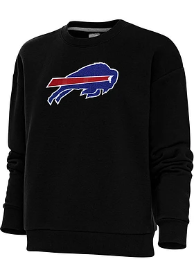 Antigua Buffalo Bills Womens Black Chenille Logo Victory Crew Sweatshirt