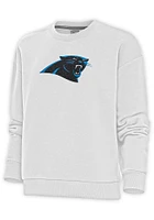 Antigua Carolina Panthers Womens White Full Front Chenille Victory Crew Sweatshirt