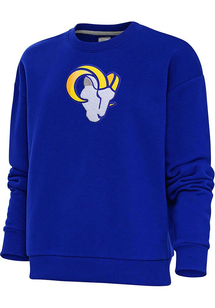 Antigua Los Angeles Rams Womens Full Front Chenille Victory Crew Sweatshirt
