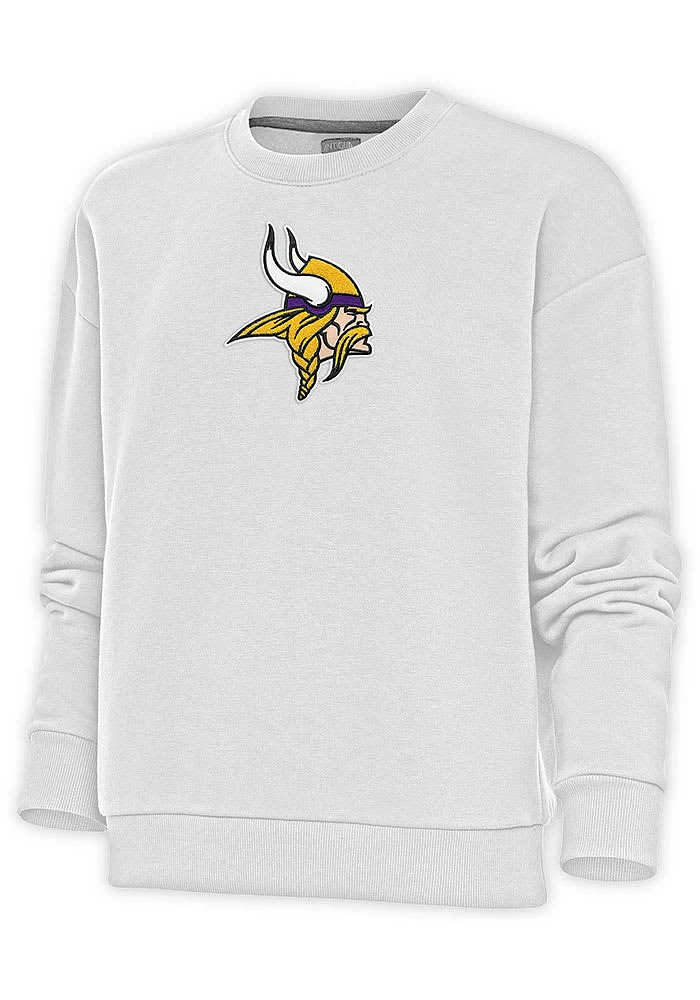 Antigua Minnesota Vikings Womens Full Front Chenille Victory Crew Sweatshirt