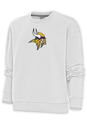 Antigua Minnesota Vikings Womens Full Front Chenille Victory Crew Sweatshirt