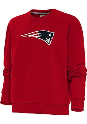 Antigua New England Patriots Womens Full Front Chenille Victory Crew Sweatshirt