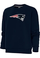 Antigua New England Patriots Womens Navy Blue Full Front Chenille Victory Crew Sweatshirt