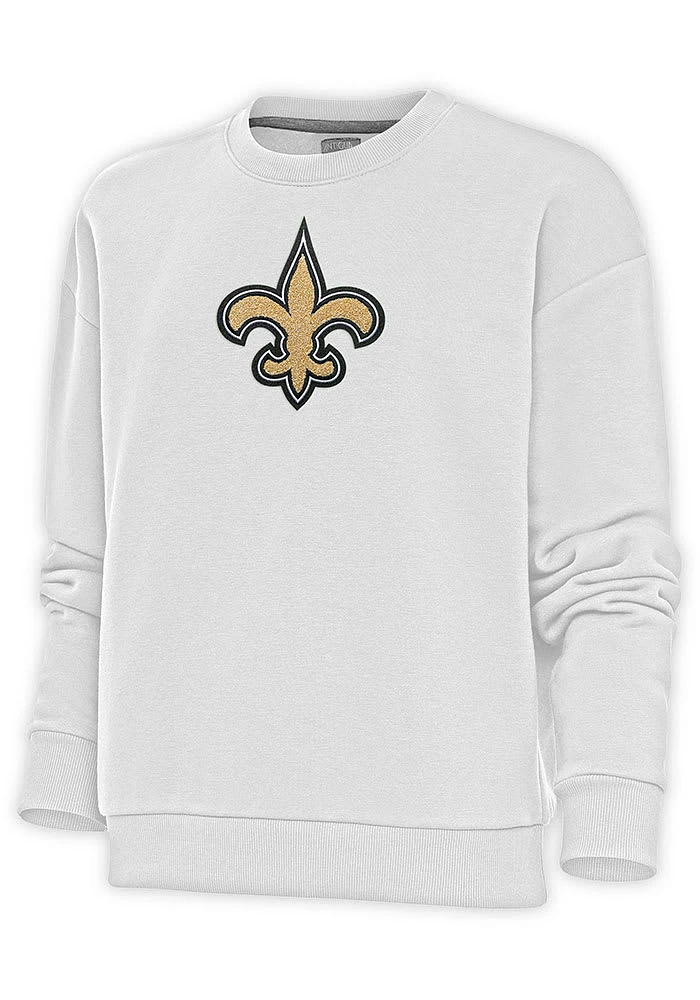 Antigua New Orleans Saints Womens Full Front Chenille Victory Crew Sweatshirt