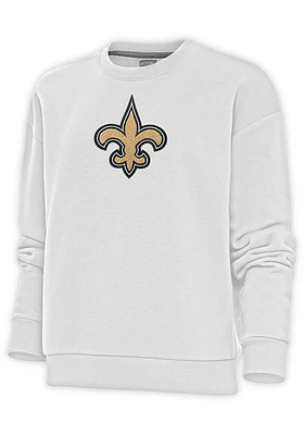 Antigua New Orleans Saints Womens Full Front Chenille Victory Crew Sweatshirt