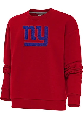 Antigua New York Giants Womens Chenille Logo Victory Crew Sweatshirt